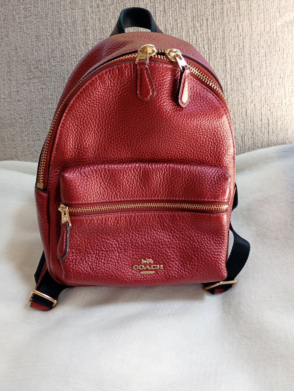 Coach | Pebbled Leather Deep Red Mini Backpack ❤️